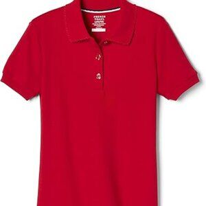 French Toast SA9423 Girls Picot Polo Red